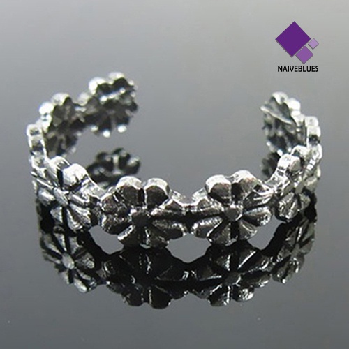 2pcs Cincin Jari Kaki Adjustable Warna Silver Gaya Vintage Untuk Wanita