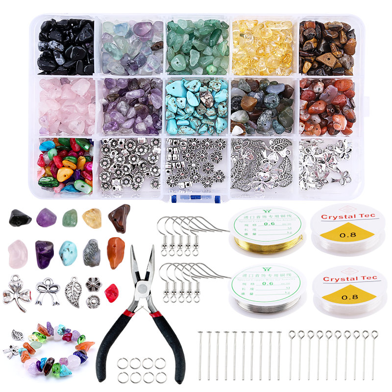 Manik-manik Batu Alam Set Multicolor Irregular Gemstones Healing Crystal Loose Rocks Bead Untuk Gelang Membuat Perhiasan Kerajinan DIY