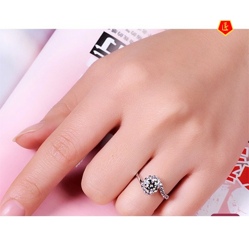 [Ready Stock]Creative Question Mark Silver Inlaid Diamond Ring