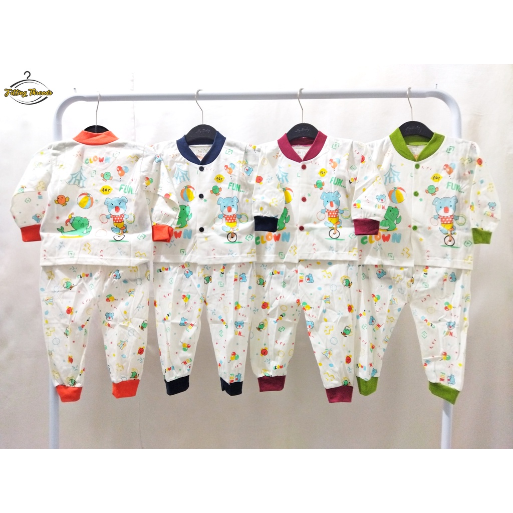 Setelan Baju Bayi Lengan Panjang Celana Panjang Kancing Depan TRALALA / Set Piyama Baju Tidur Anak Bayi TRALALA