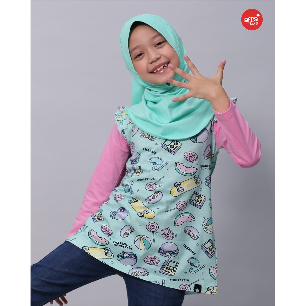 Kaos Tunik Anak Muslim Afrakids AFRA - AF301 Sharing Is Wonderful