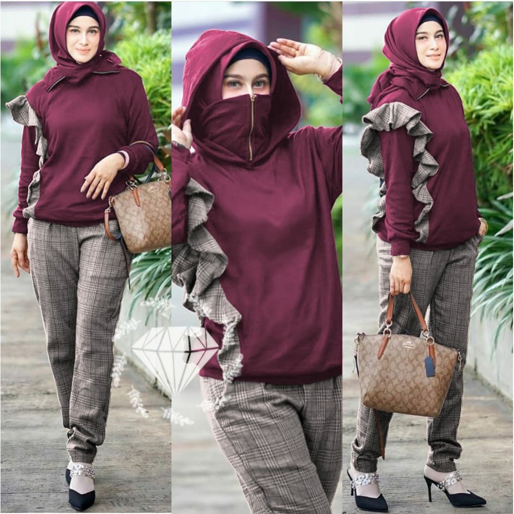 SET SALVIA HOODIE kR / SETELAN TRAINING WANITA / PAKAIAN WANITA SIZE XL