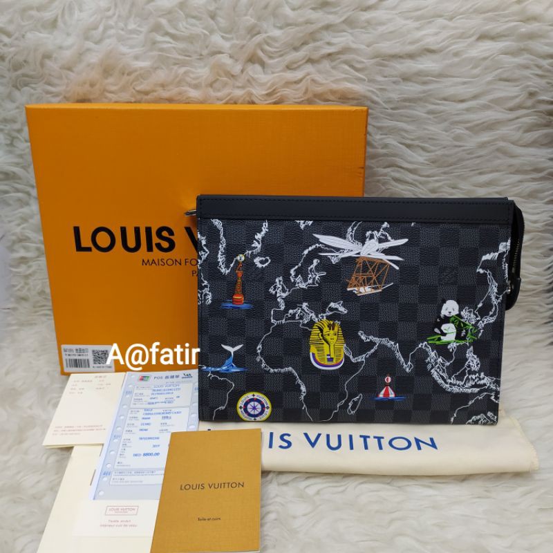 CLUTCH BAG FASHION PRIA DAN WANITA LV MIRROR 1:1 / HAND BAG KULIT ASLI IMPORT LV