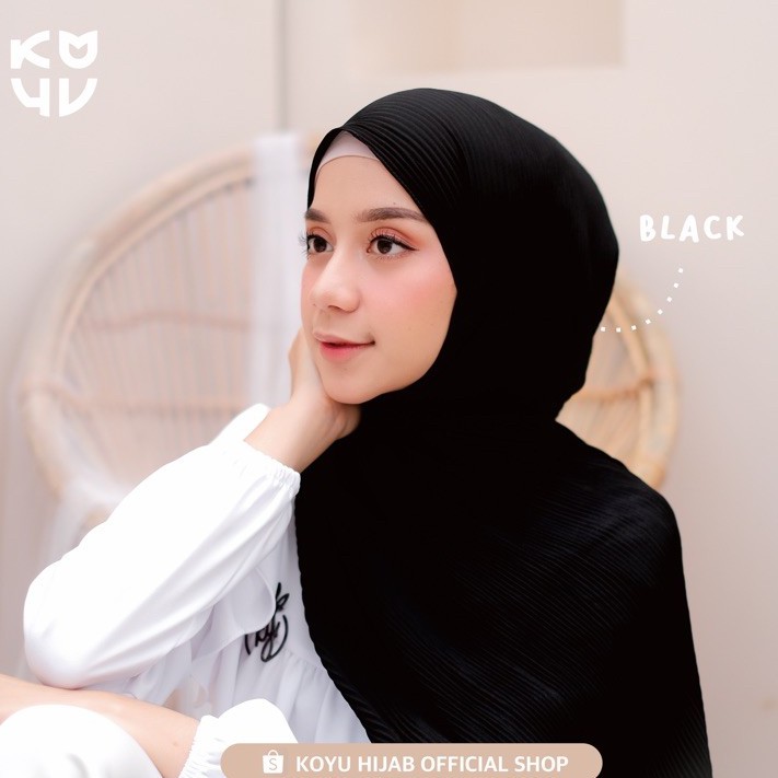 Pasmina Plisket Kupu Kupu Premium Import Best seller-BLACK