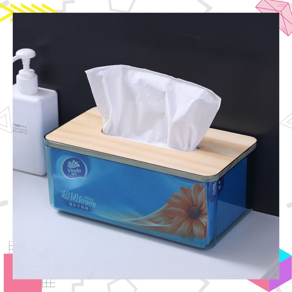 LEXJAKARTA  Kotak Tisu Kayu Transparan Modern Kotak Tisu Plastik Kotak Tempat Tisu Aesthetic Desain Kayu Minimalis Transparan Wadah Tissue Organizer Meja