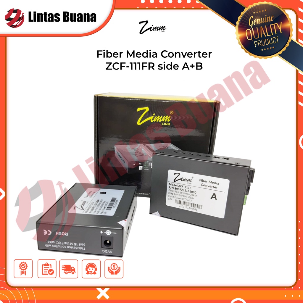 Media Converter Zimmlink Fiber Optic ZCF111FR AB WDM 10/100 Garansi 1 tahun