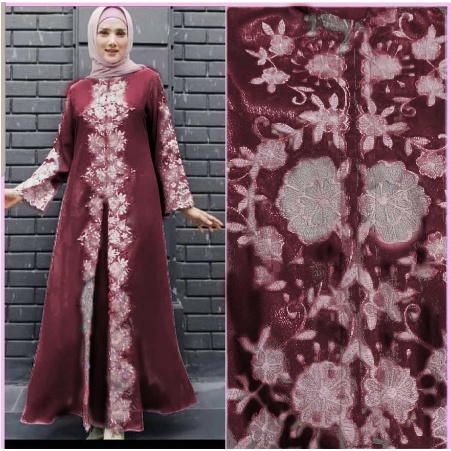 GAMIS MULAN / GAMIS LEBARAN MUSLIMAH BORDIR ASLI / GAMIS PESTA MEWAH / DRESS KONDANGAN