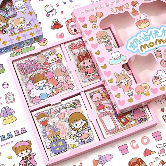 

❄ 100 Lembar Stiker Motif Kartun Korea Lucu Anti Air Dekorasi Handbook Scrapbook DIY ㅺ