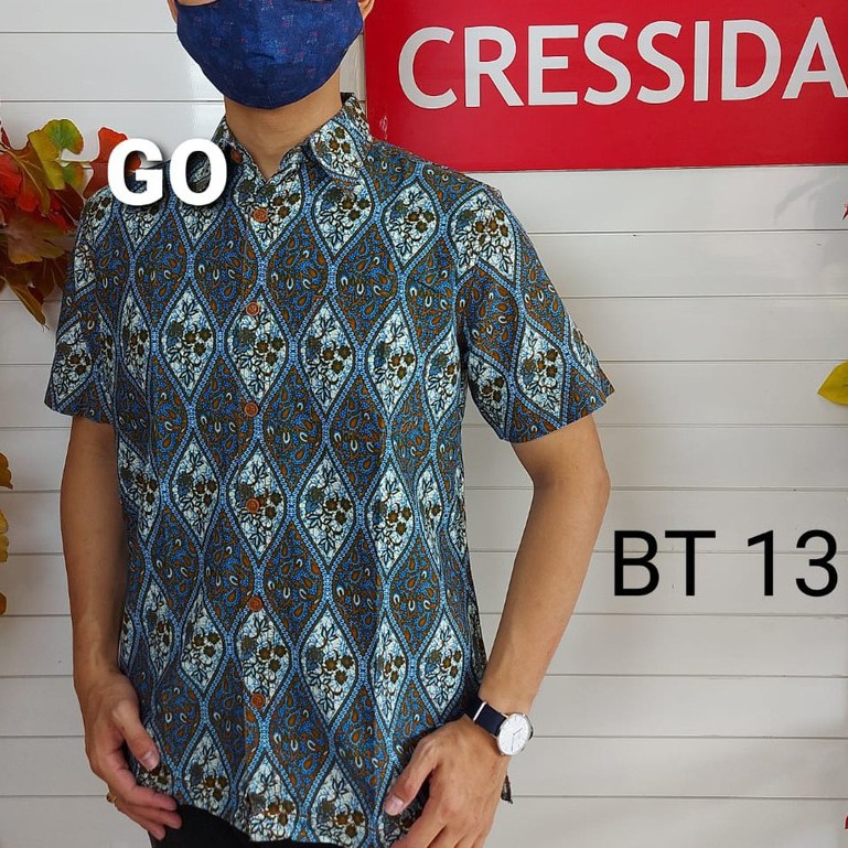 gos CRESSIDA KEMEJA BATIK Pakaian Pria Atasan Kemeja Hem Casual Reguler Original Lengan Pendek Bagus