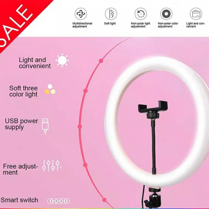 TRIPOD Handphone 2 meter + Ring Light Selfie (LED) 26 cm free holder handphone-6