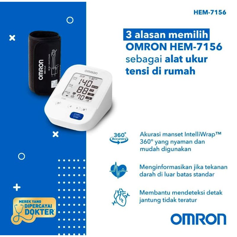 Omron HEM-7156T Tensimeter Digital + Connect Bluetooth / Tensi Meter Digital Omron HEM-7156 / Tensi Meter Digital Omron Garansi Resmi 5 Tahun