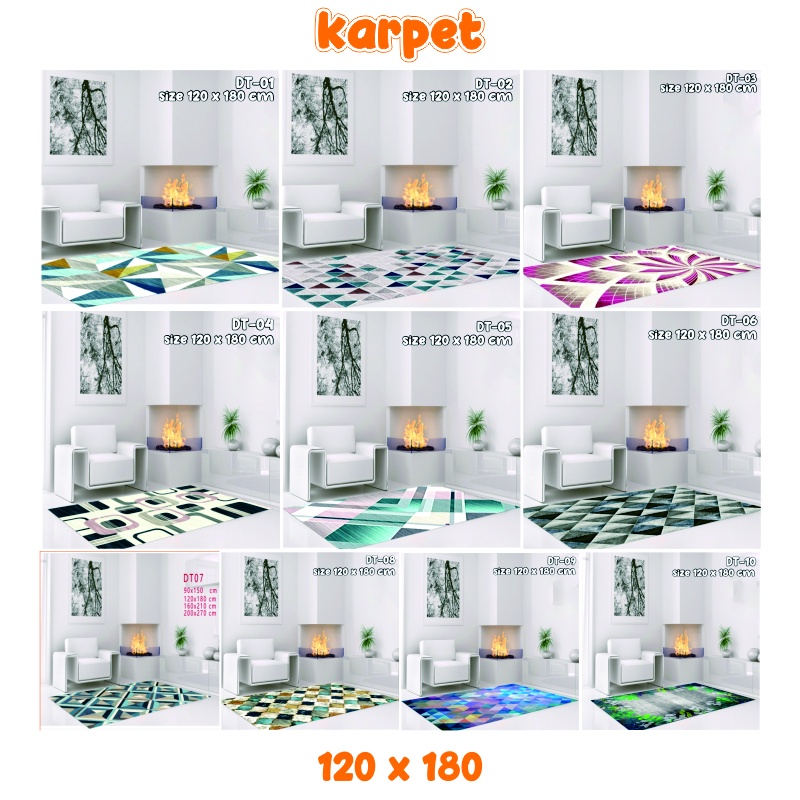 Karpet Lantai Karpet Permadani Karpet Tebal Ruang Tamu Anti Slip Ukuran 120Cm X 180CM -Wonderdekorasi