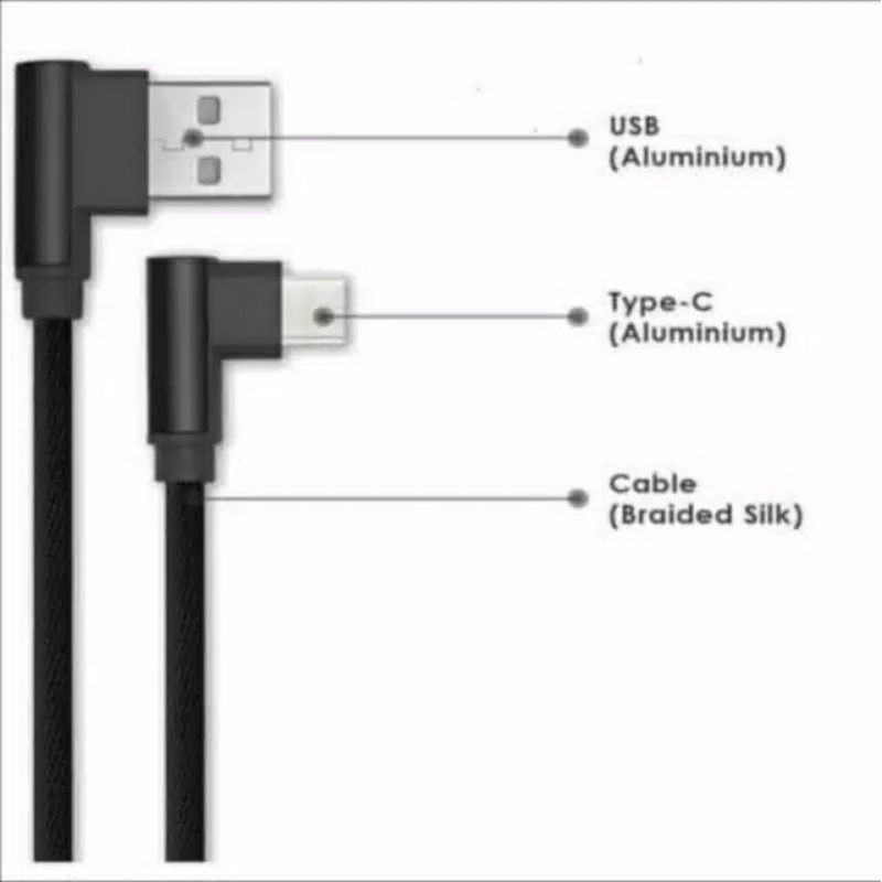 Kabel data gaming model L 90 derajat type C Terbaru