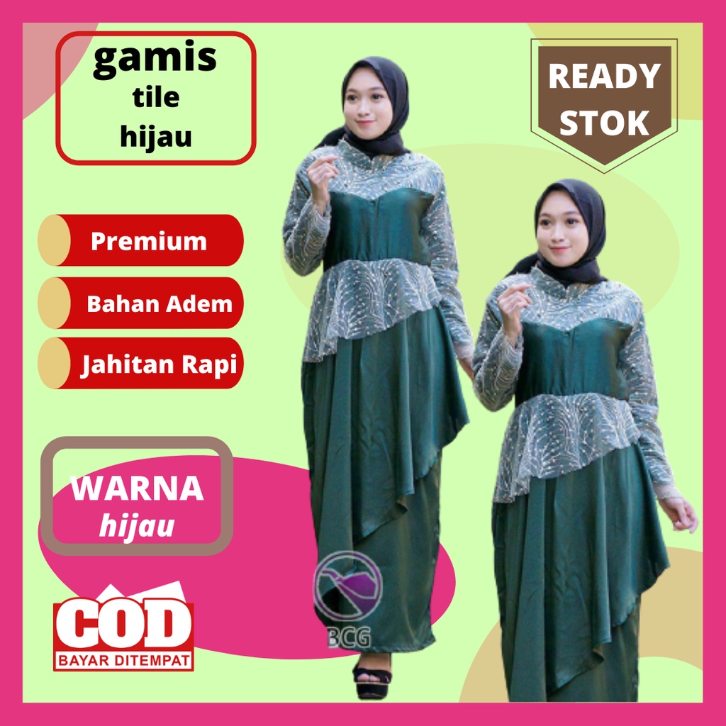 Baju Gamis wanita / Hijau Gamis Tile Bau Gamis Wanita Remaja