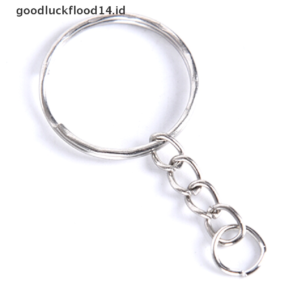 [OOID] Polished Stainless Silver Keyring Keychain Split Ring Short Chain DIY Jewelry ID