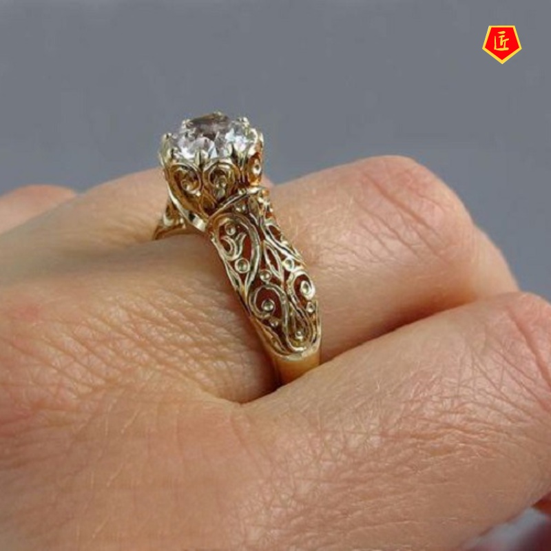 [Ready Stock]Diamond Ring 18K Gold Exquisite Fashion