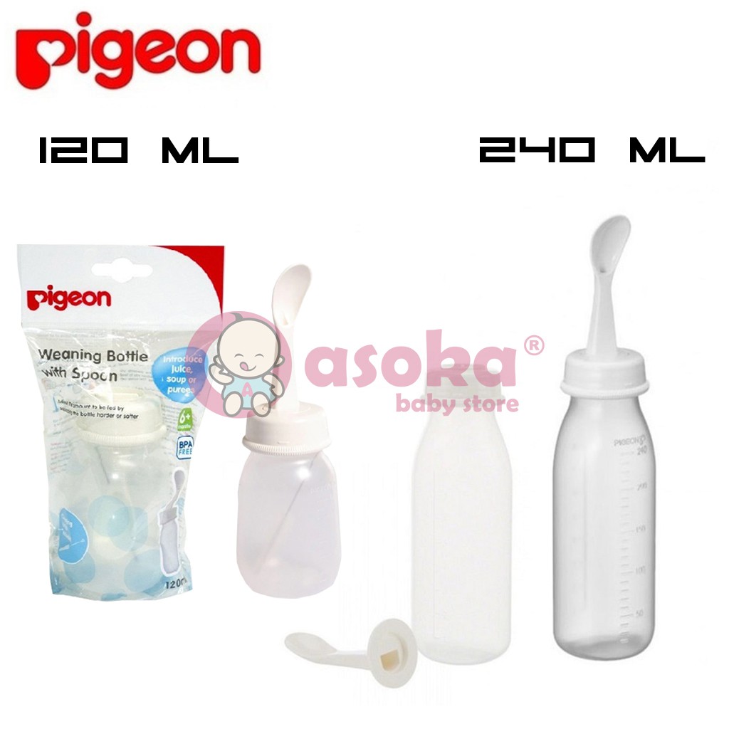 Pigeon Food Feeder Weaning Bottle 120ml &amp; 240 ml / Botol Sendok ASOKA