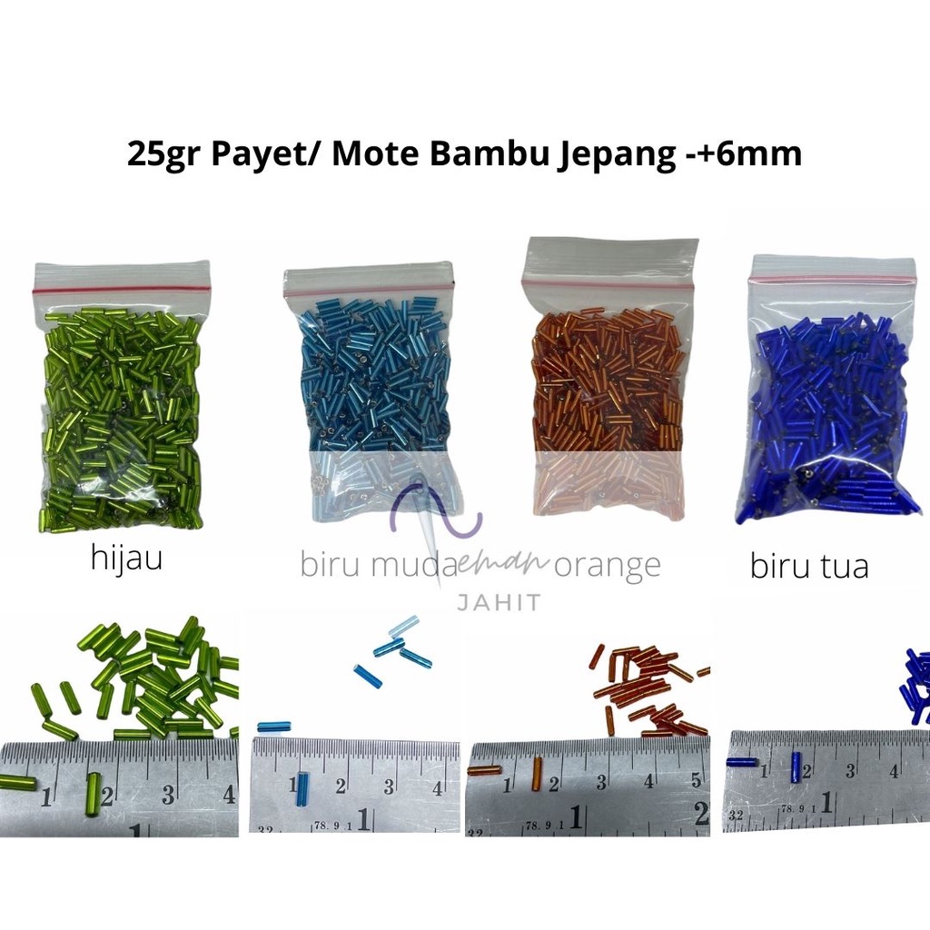 Payet Bambu Jepang ASLI/ -+6mm Mote Payet Batang