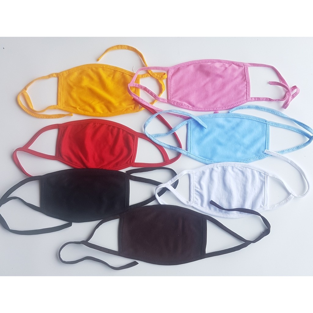 Masker kain pelindung mulut dan hidung polos bahan catton warna