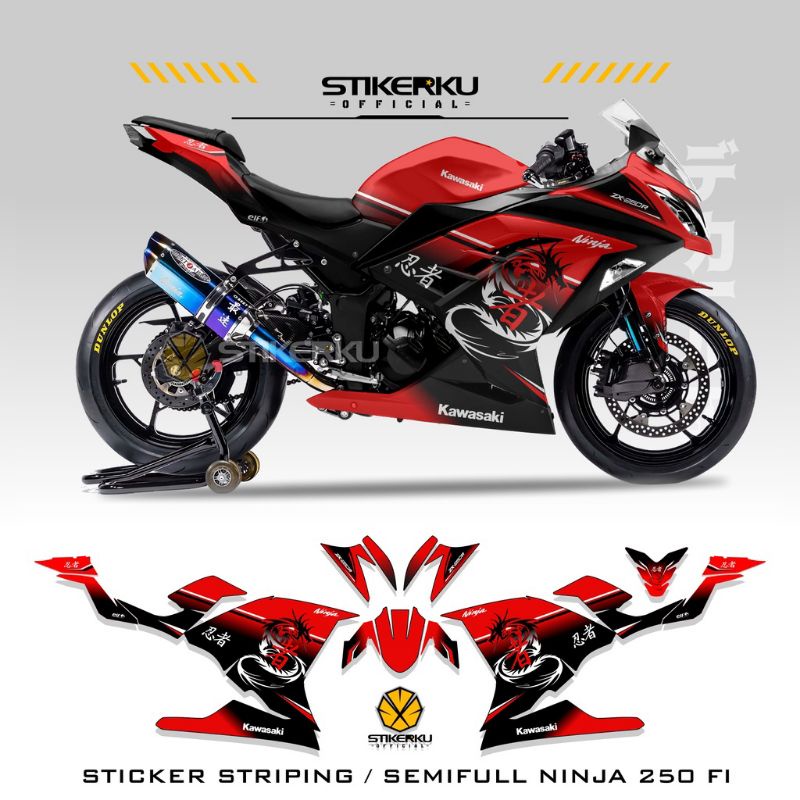 striping ninja 250R fi / decal ninja 250R fi / stiker motor ninja 250fi