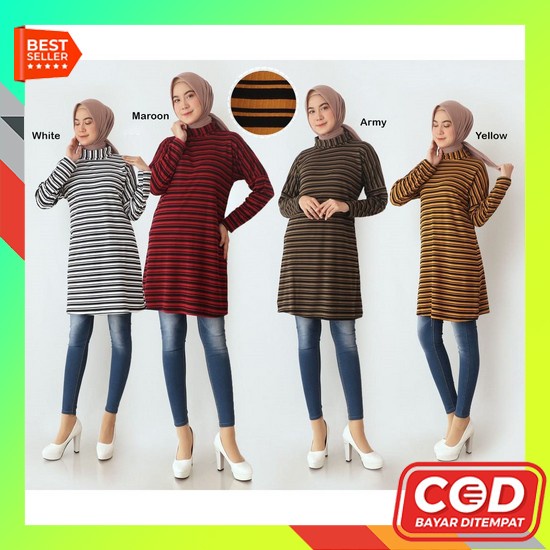 Baju Atasan Tunik Fashion Muslim Muslimah Korean Style Wanita Midi Dress Busui Daster Kore Kekinian 