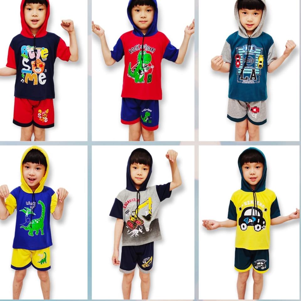 ֍ KIYOSAKI KIDS - BAJU SETELAN ANAK LAKI2 0-6 TAHUN MODEL TOPI/SETELAN ANAK COWOK HOODIE/BAJU SETELA