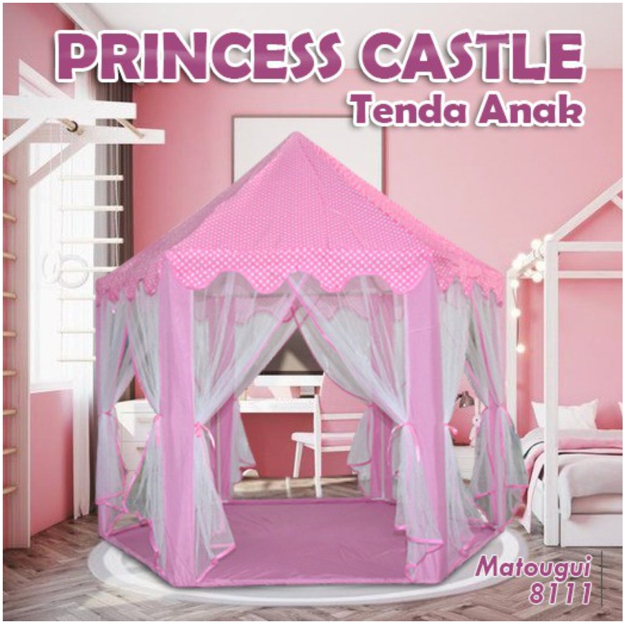 Tenda Anak Princess tenda anak import Pink Castle Kastil Mainan Indoor Outdoor Portable 6 SUDUT bahan nyaman dan aman pasarmurah