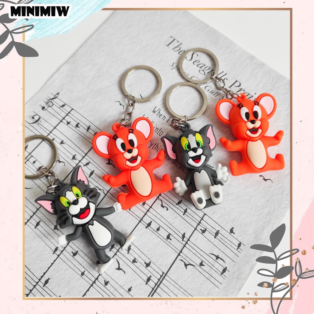 GANTUNGAN KUNCI KARET BENTUK TOM &amp; JERRY KARTUN ANAK RUBBER KEYCHAIN LUCU