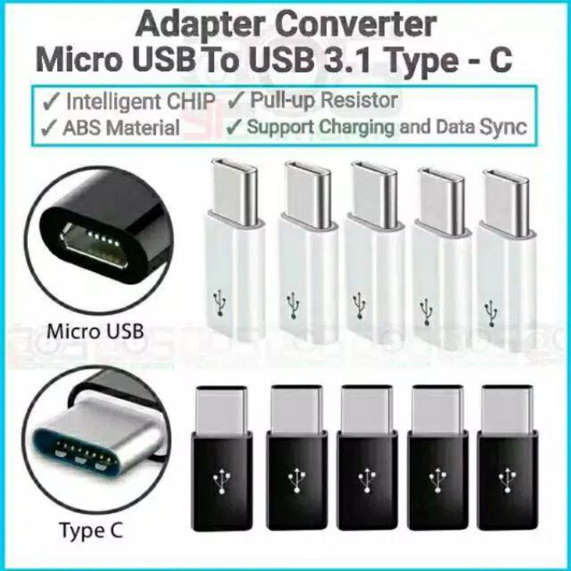 CONVERTER SAMBUNGAN MICRO KE TYPE C / ADAPTOR MICRO KE TYPE C / OTG TYPE C TO MICRO