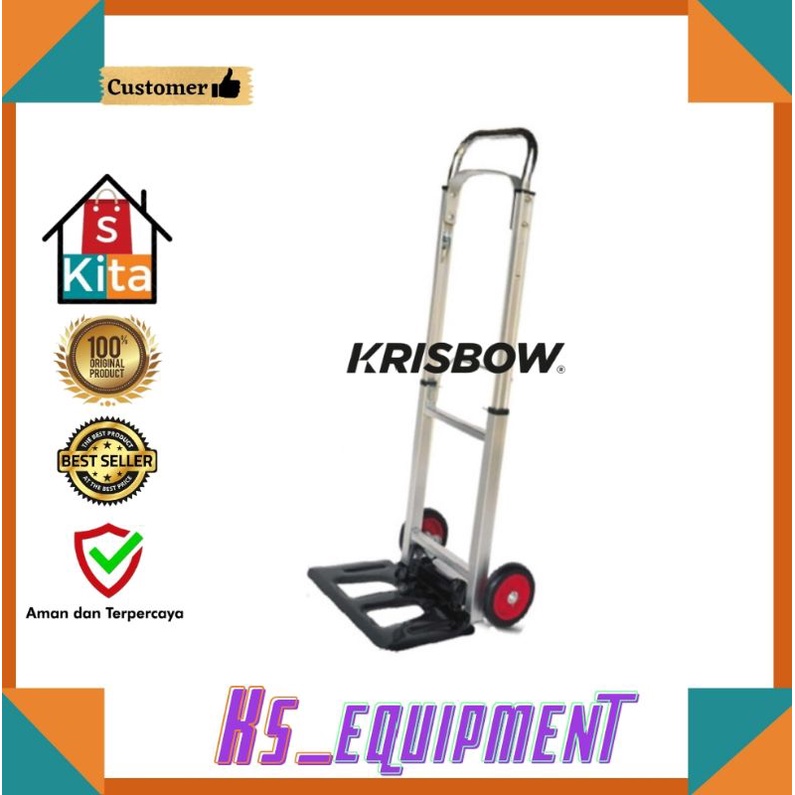 Krisbow troli barang Lipat Alumunium 90 Kg/Troli serbaguna/Troli tangan/Troli lipat