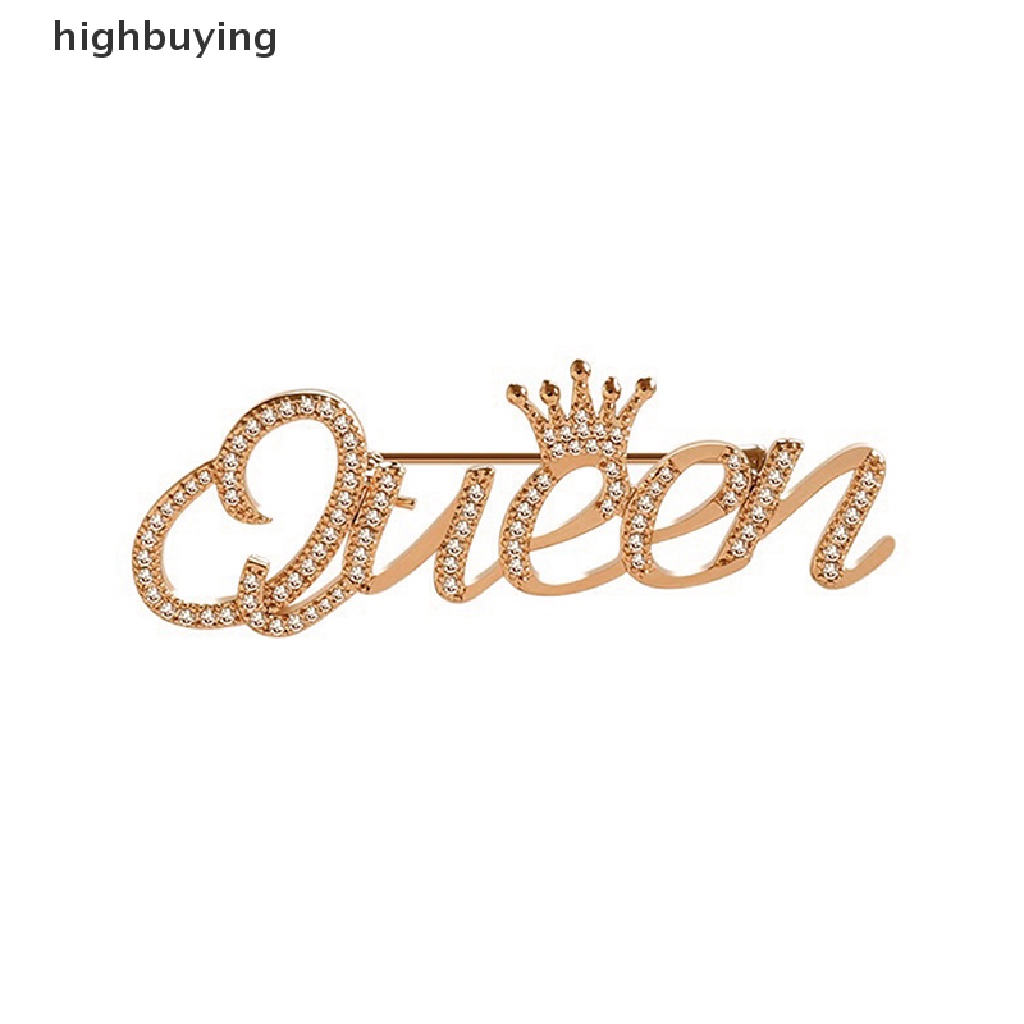 Hbid Bros Pin Desain Huruf Queen Hias Kristal Untuk Aksesoris Cardigan Wanita