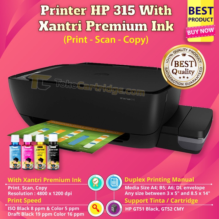 Printer HP Ink Tank 315 Printer Infus ALL IN ONE Print Scan Copy New Modif Pabrik , HP-315 315 With 