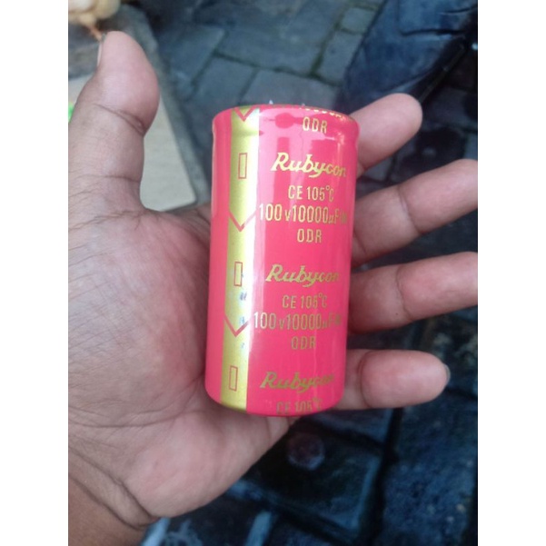 kapasitor elco 10000uf 100 volt rubicon merah