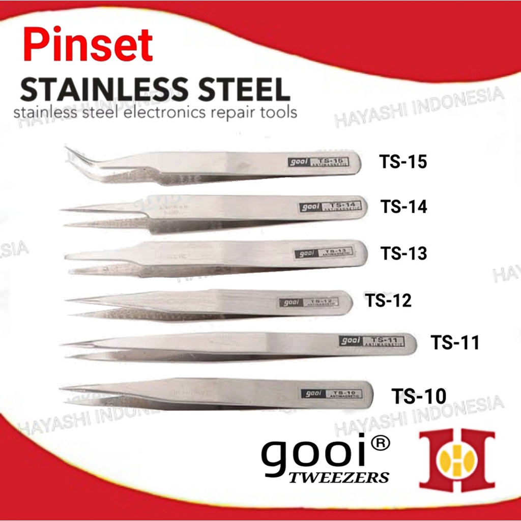 Pinset Lurus Pinset Bengkok Pinset Lancip Tweezer Anti Karat-10pcs