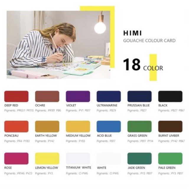 HIMI MIYA Gouache 18 &amp; 24 colour (+ BONUS)