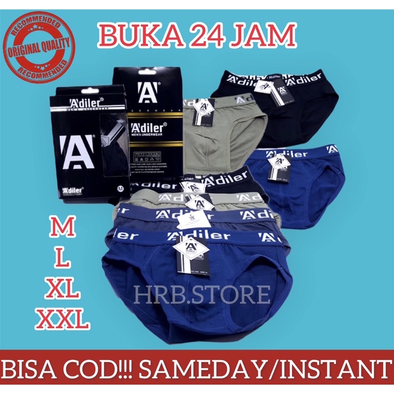 (1 Kotak isi 3 pcs) Celana Dalam/Boxer/Sempak/Kolor  Pria/Cowo CD Adiler Nyaman Ada Jumbo