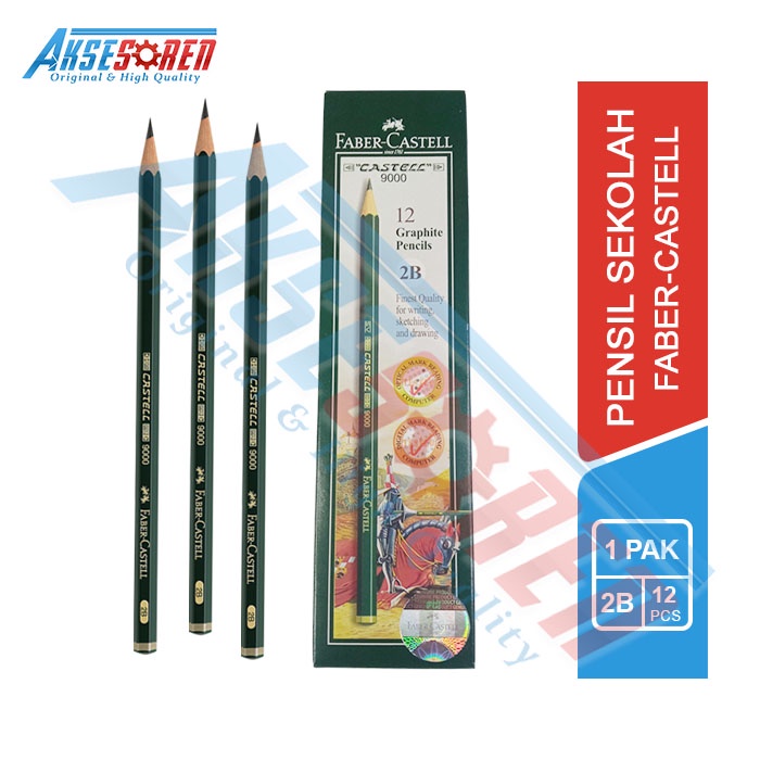 

Pensil 2B Faber Castell Graphite [9000/12 pcs] / Alat Tulis Ujian Komputer / Pencil Gambar Menulis