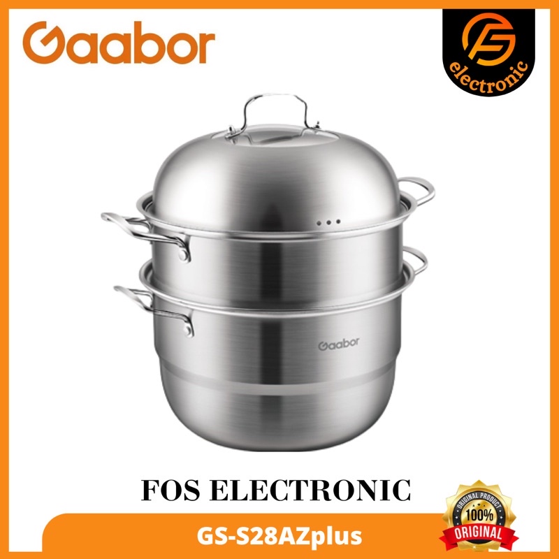 Gaabor Panci Kukus Panci Rebus 3 Tingkat Steamer Stainless Steel Anti Karat Diameter 28cm /GS-S28AZplus