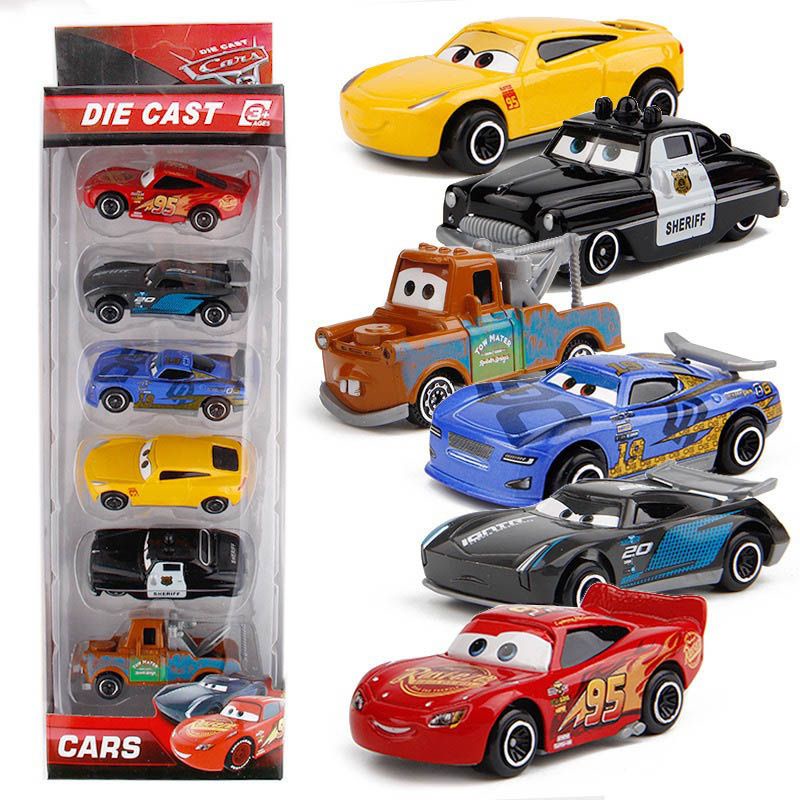 6PCS/Set Disney Pixar Cars Toys Lightning Mcqeen Racer Model Cars Toy Set Collectibles Gift For Kid