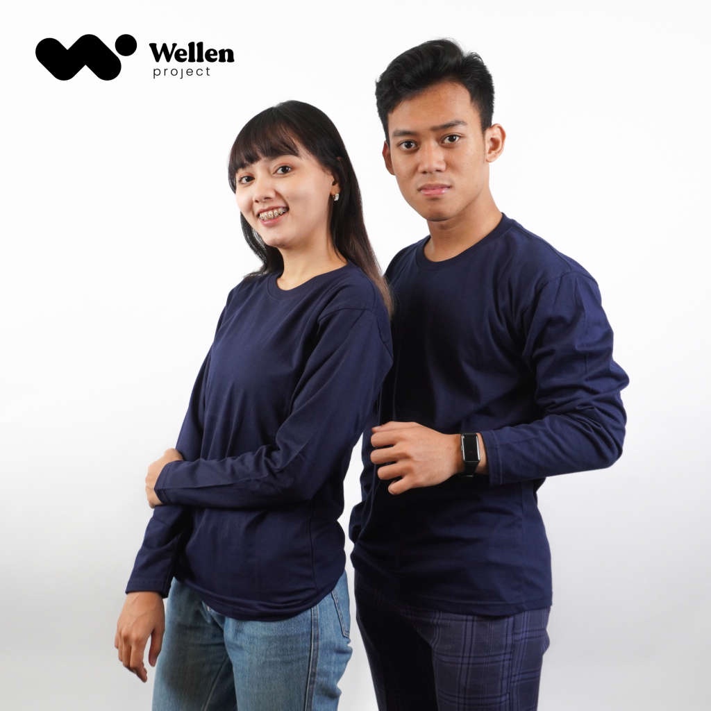 Jual WELLEN PROJECT Kaos Polos Dewasa Lengan Panjang Cotton 20 S Biru ...