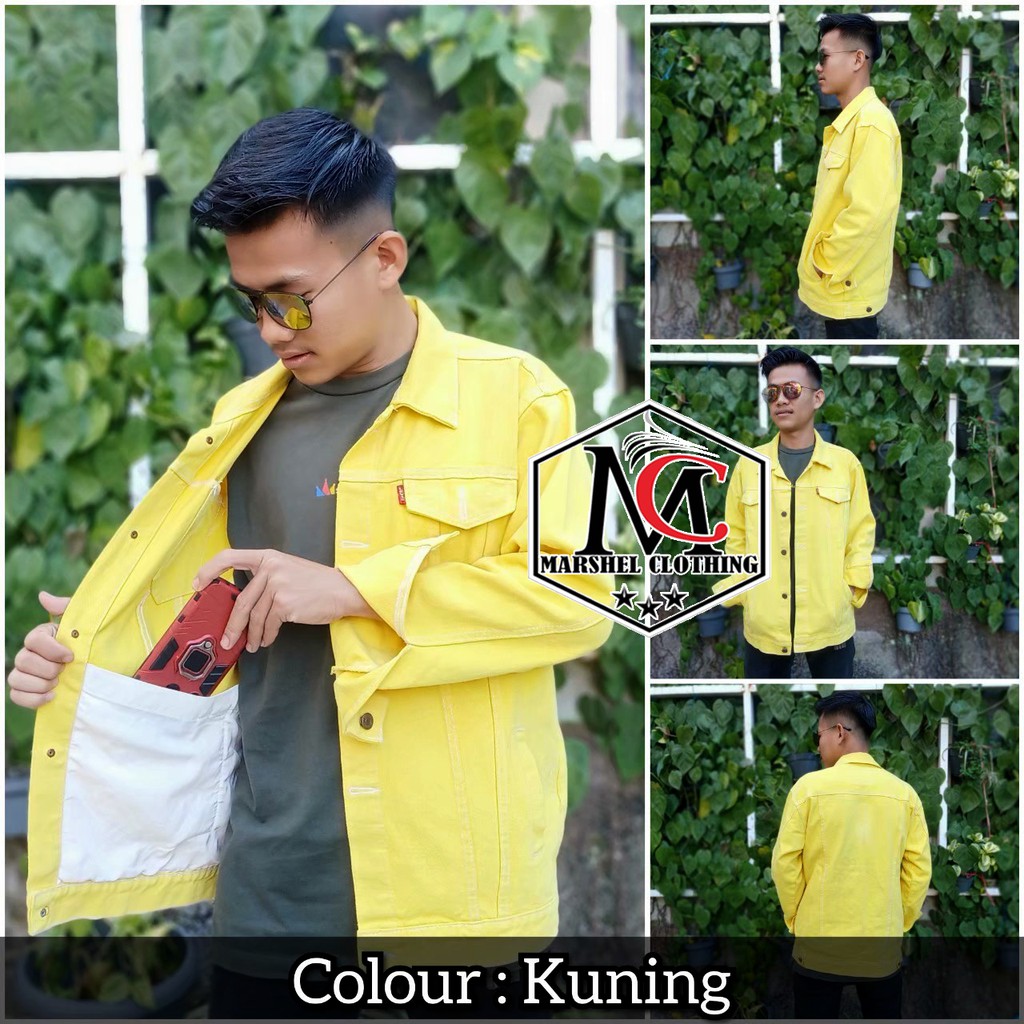 RCL - Jaket Jeans Denim Kuning Kunyit/Orange Pria Wanita Big Size Jumbo M.L.XL.XXL Bahan Jeans Tebal Gratis Ongkir Harga Termurah