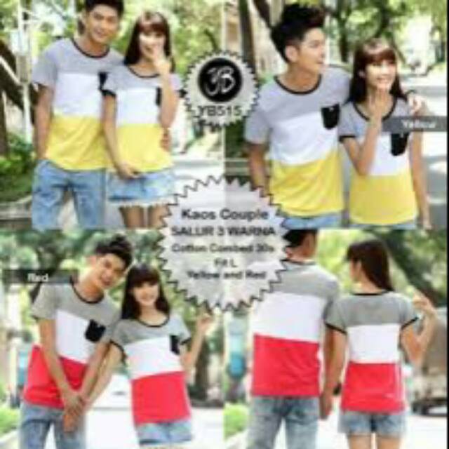 Kaos couple tricolor (kombinasi 3 warna)