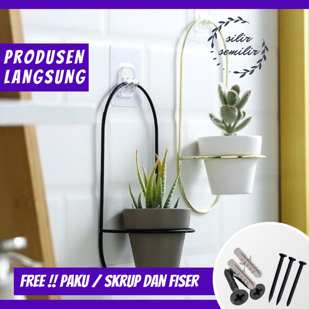 SMF023 gantungan standing pot tawon bunga monstera kaktus hias plastik bahan besi gantung minimalis