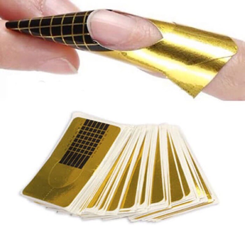 50 PCS Gold Nail Form Nail Ekstension/Gel Nail Acrylic Nail Art Kuku/Cetakan Kuku 50pcs