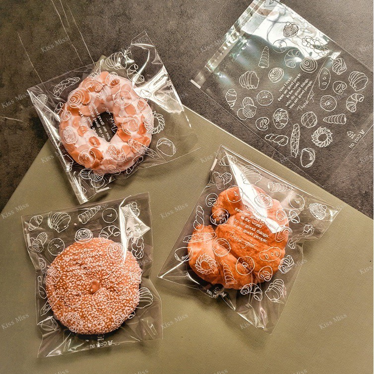 Plastik OPP ROTI MOTIF - 23x27 - roti sobek - donat - bakery - seal - croisant - pizza - makanan