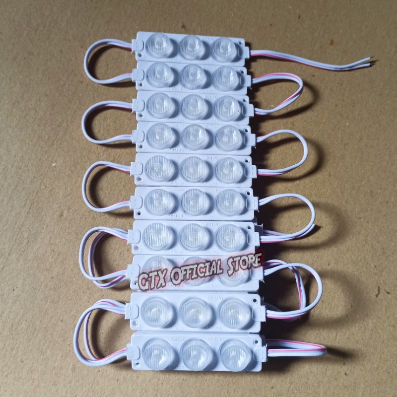 10Pcs MODUL LED 3 MATA 12V-24V SMD 3W 3030 7520 BESAR WATERPROOF 12VOLT dan 24VOLT