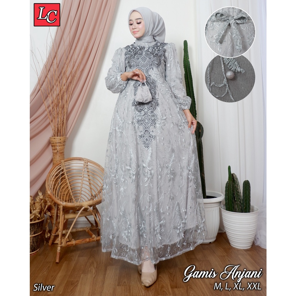 Permata Olshop / Gamis Anjani LK / Kebaya Brokat Bordir Premium / Gamis Lebaran / Baju Pesta Kondangan