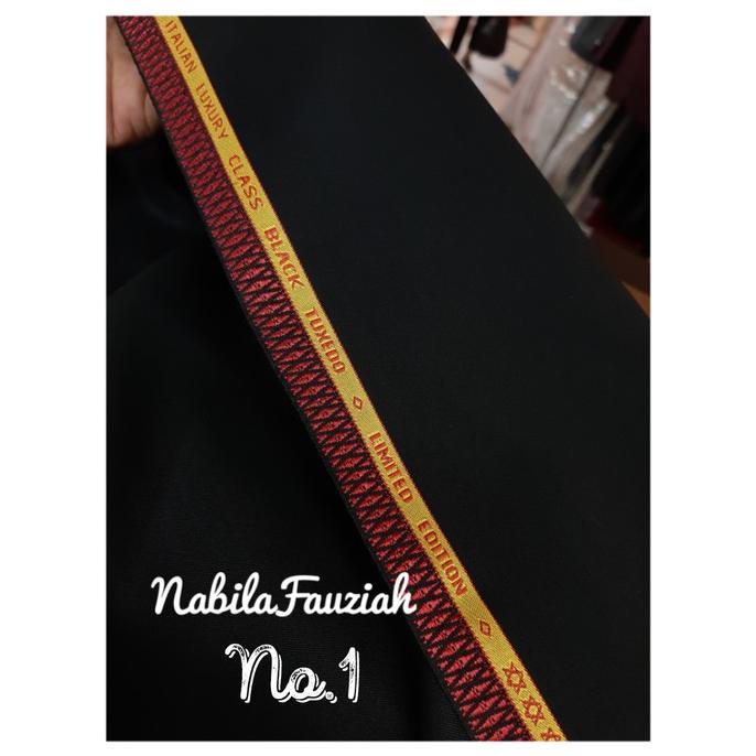 Kain Celana Jet Black Semi Wool Made Italy Star Seller Termurah