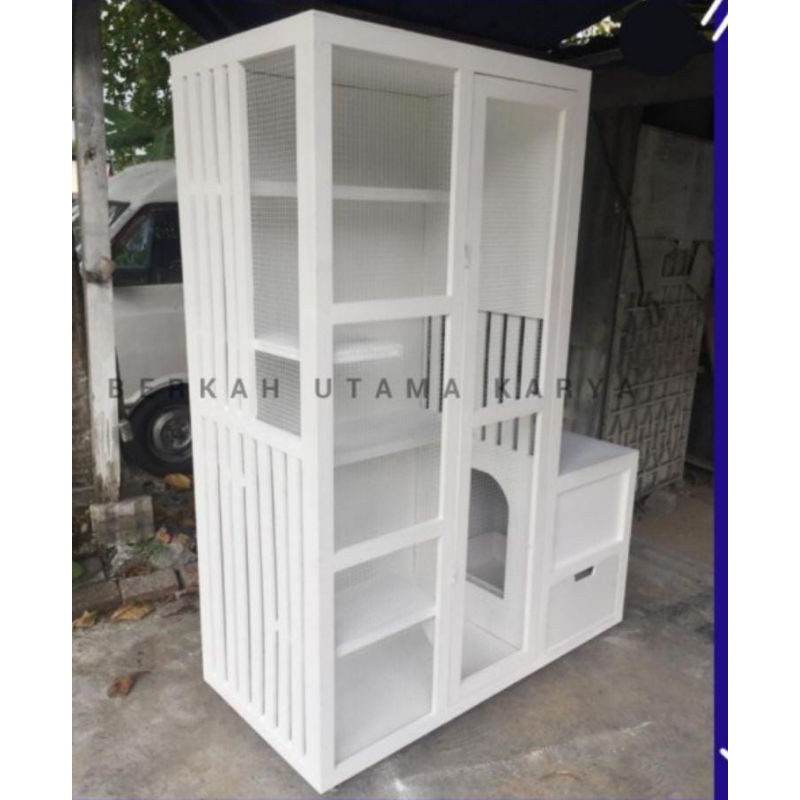 cat house kandang kucing rumah hewan custom kayu berkualitas murah