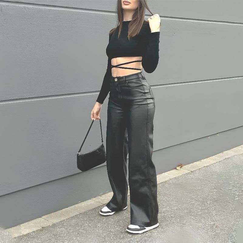 Long Pants PU Leather Celana Panjang Kulit Kasual Lurus - Tailor Labs